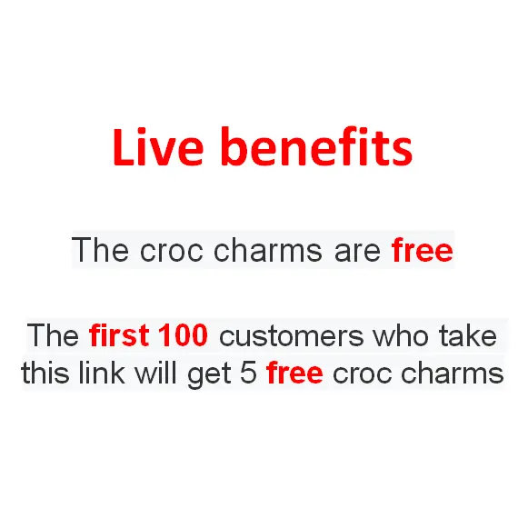 Liontin Croc Gratis 100 Pelanggan Pertama Yang Mengambil Tautan Ini Akan Mendapatkan 5 Jimat Croc Gratis Hanya Perlu Membayar Ongkos Kirim