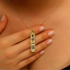 Collar con nombre jeroglífico egipcio, acero inoxidable 316l, Pvd, joyería chapada en oro de 18 quilates, collar con cartucho del alfabeto egipcio - Product Image 5
