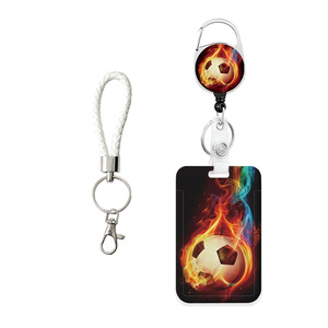 In stock leather rope soccer keychain pendant, car key chain accessory, student campus card badge <b>holder</b>, <b>ID</b> card sleeve - Product Image 1