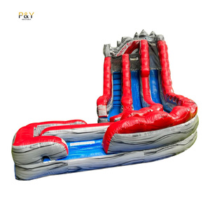 Venta caliente 20ft Roaring Thunder <span class=keywords><strong>Curve</strong></span> Dual Lane Backyard Tobogán acuático comercial inflable para niños y adultos - Product Image 1