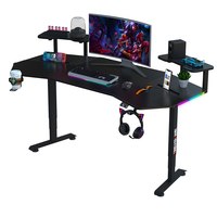 Bureau de jeu réglable Beisijie, nouveau modèle, RGB, pour ordinateur, électrique, noir