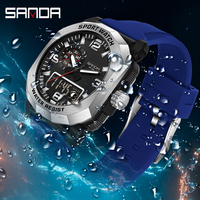 SANDA 3370 Herren Luxus Antik Casual Digitaluhr Multifunktionale Outdoor-Sportuhr Leuchtend Wasserdicht Alarm Chronograph