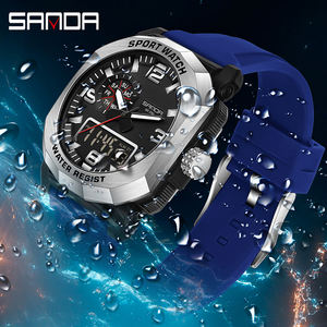 Reloj Digital Casual de Lujo para Hombre SANDA 3370, Multifuncional, Deportivo, Luminoso, Resistente al Agua, Edición Limitada - Product Image 2