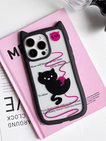 Étui de téléphone portable transparent antichoc TPU + PC en forme d'oreille de chat mignon pour iPhone 16/15 Pro Max/14/12 filles cadeau