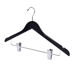 Clothes <strong>Hanger</strong> Supplier High Quality Space-saving Cherry Wooden <strong>Hanger</strong> with Non Slip End <strong>Clip</strong> - Product Image 2