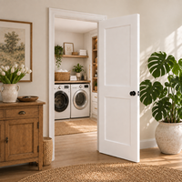 Porte intérieure pré-montée blanche à âme pleine, style Shaker, en MDF, à 2 panneaux encastrés, pour entrepreneur en bâtiment et projets de construction d'appartements
