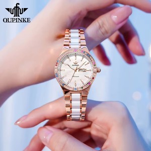 Reloj OUPINKE para mujer, reloj mecánico automático de lujo de cerámica, resistente al agua hasta 50M, reloj con fecha para mujer, regalo original, Reloj 3283 - Product Image 6