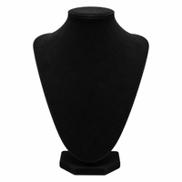 Présentoir à Colliers Floqué Noir JUNSEN, Buste en Bois Massif, Support à Bijoux Professionnel pour Vitrine de Magasin, Mannequin