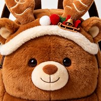Sac à dos pour enfants en peluche douce, renne de Noël, ours, sac animal mignon pour tout-petits, utilisation quotidienne et cadeau de Noël