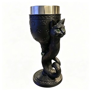 <span class=keywords><strong>Calice</strong></span> Vintage in Resina e Acciaio Inossidabile con Motivo Gatto MAA40, Regalo Unico per Amanti dei Gatti, per Cucina, Feste, Campeggio - Product Image 6