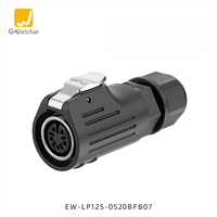 Connecteur d'alimentation industriel étanche E-Weichat Power Reverse Installation LP12 M12 IP67 PBT 120V/125V 2-8 broches