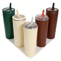 Mug isotherme pliable en acier inoxydable 24/30 oz avec logo personnalisé, sans BPA, portable, pour le bureau, avec paille