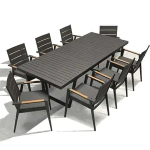 Modern Luxury Garden Chair Aluminum Outdoor Furniture Stackable Full Metal Alum Extension Dining Table Set With Cushions