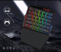 Keyboard game satu tangan T19, papan ketik komputer backlit warna usb multimedia tahan air keyboard mini