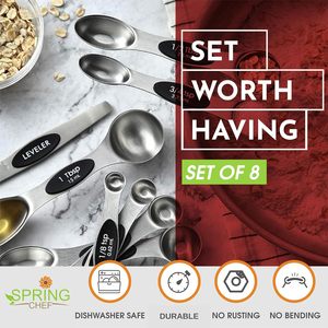 Stainless Steel Magnetic Measuring Spoons Set Strong N45 Magnets Heavy Duty 15ml Capacity Fits Most Spice Jars - Product Image 4