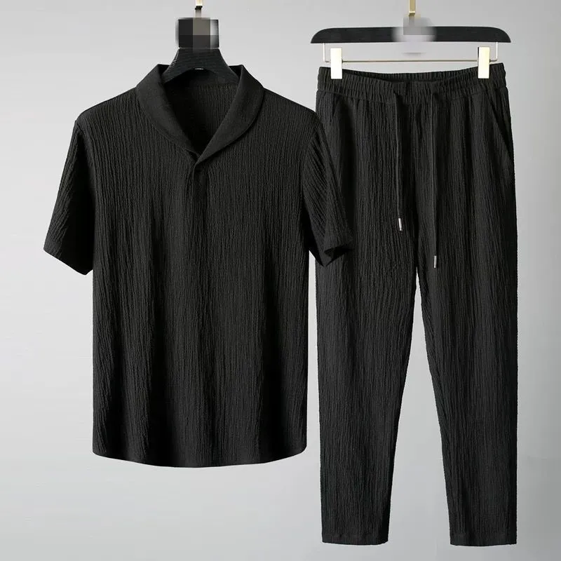 Gömlek ve pantolon 2024 yaz yeni varış erkekler moda klasik gömlek erkekler iş rahat gömlek erkekler bir dizi giysi boyutu M-4xl