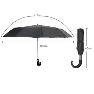 Parasol automatique anti-UV personnalisé avec logo, poignée incurvée, pliable, pour la pluie - Product Image 3