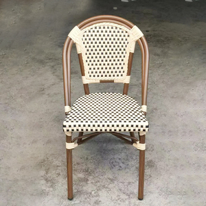 Bộ bàn ghế ngoài trời kiểu Pháp, ghế mây nhựa giả mây, bàn ăn bằng nhôm cho quán cà phê, nhà hàng, sân vườn - Product Image 6