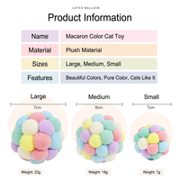Jouet interactif pour chat en peluche, balle multicolore ronde, jouet à mâcher doux pour chats d'intérieur