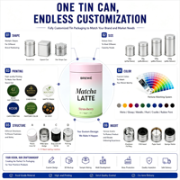 Boîte en fer blanc ronde vide de 30g, 50g, 100g pour poudre de thé, scellée avec couvercle à vis hermétique, qualité alimentaire, emballage personnalisé avec logo – Vente chaude