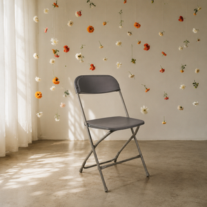 Gray Modern Comfortable Portable Lightweight Flat Back <b>Plastic</b> Folding <b>Chair</b> for Indoor/Outdoor Use Kitchen Villa & School - Product Image 1