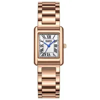 Montre à quartz de luxe pour femme Mark Fairwhale, mini cadran carré, bracelet en acier étanche, ultra-fine 7 mm, montre-bracelet de soirée pour femme FW-3680
