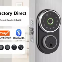 Kunci Pintu Pintar Biometrik Sidik Jari Glomarket dari Paduan Aluminium dengan Tombol Tanpa Kunci dan Deadbolt WiFi Cloud Tuya