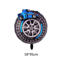 Ballons de décoration pour fête d'anniversaire de garçons : ballon en aluminium en forme de pneu de voiture de course de 24 pouces, drapeau à damier et ballons trophée de champion - Prix usine