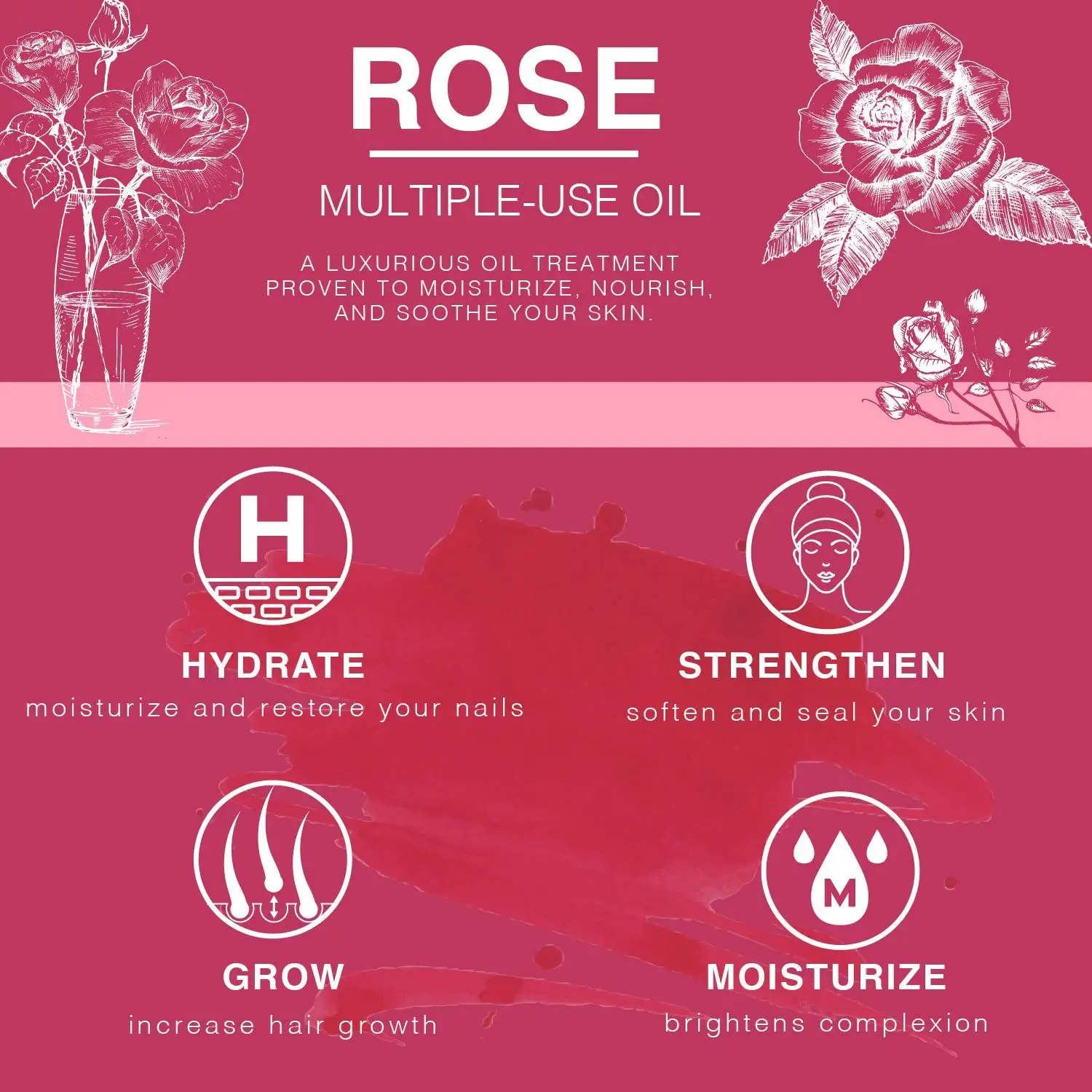 Wholesale Private Label Natural Organic Pure Face Body Hair Facial Skin Care Repair Skincare Massage Rose Galore Petal Oil