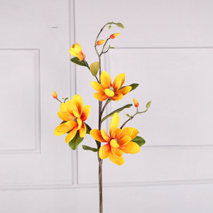 Fleur de Magnolia Artificielle QIHAO en Plastique PU Haute Simulation Blanc Rose Jaune Décoration Mariage Maison - Product Image 3
