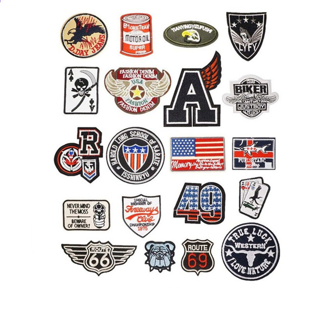 Cool Retro Canvas Embroidery Patches for Clothing Bags Hats Iron-On Sew-On DIY Personalized