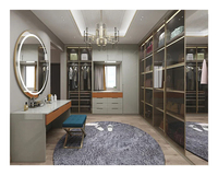 Nouvelle conception, armoire de rangement sur mesure pour grande chambre à coucher, armoire en bois avec porte en verre battante pour femmes