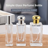 Botol Parfum Kaca Transparan Persegi Premium 50ml Grosir, Botol Kosong Semprot Tekan untuk Isi Ulang Kosmetik Wewangian Mewah