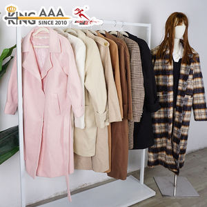 Manteau long d'occasion KingAAA, automne-hiver, double boutonnage, coupe ajustée, en polaire d'alpaga, pardessus en laine double face, vêtements d'occasion - Product Image 1