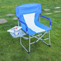 Chaise pliante d'extérieur en acier haute teneur en carbone à haute résistance avec petite table pour la pêche, tabouret de directeur multifonctionnel de loisirs
