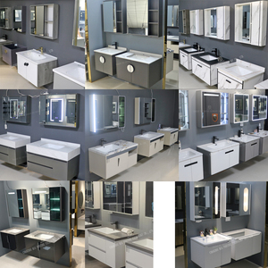 ตู้ห้องน้ำติดผนังแบบลอยตัวพร้อมอ่างล้างหน้าเดี่ยว ตู้เก็บของในห้องน้ำไม้จริงพร้อมกระจกอัจฉริยะ - Product Image 5