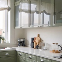 Ensemble d'armoires de cuisine modulaires écologiques de style français classique vert Senger Custom France Style avec portes à panneaux surélevés pour projet de villa