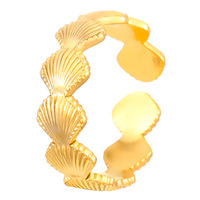 Bague en acier inoxydable plaqué or 18 carats pour femme, motif coquillage de plage, étanche, étoile de mer, bijoux en gros