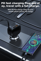 Super Rapide 3 en 1 84W PD Adaptateur De Charge Universel Rétractable USB Type C Câble Chargeur De Voiture 6A Caméra Voiture Chargeur Allume-Cigare
