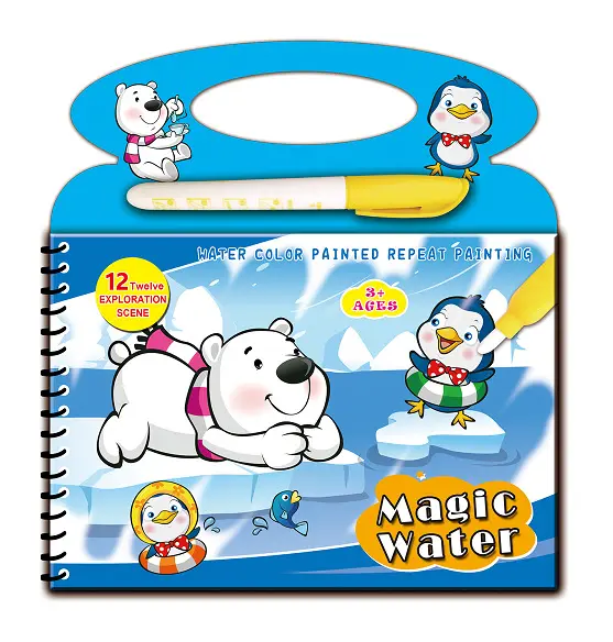 Mädchen 2-4 Jahre Set Geschenkbox wiederverwendbare magische Wasserfarbbbücher pädagogisches Wasser-Doodle-Machen Zeichenspielzeug