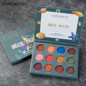 handaiyan 12 empty shades eye shadow custom notebook book cosmeticos manufacturer supplier eyeshadow palette