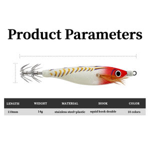 Hochwertige 110mm 14g künstliche Hart köder Edelstahl Stoff Material Tintenfisch Köder Leuchtende Tintenfisch Jig mit Tintenfisch Haken Doppel - Product Image 2