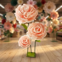 Fleurs géantes en papier en gros, décorations artisanales en papier, accessoires artificiels, roses artificielles souples pour décor de toile de fond de mariage et événements