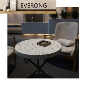 Table basse en <span class=keywords><strong>béton</strong></span> écologique, bloc de ciment, cristal rond, terrazzo - Product Image 2