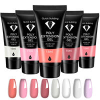 MeetNail S5 15ml Poly Acrygel Solide Non Toxique pour Ongles, Gel UV LED de Durcissement, Kit d'Extension pour Salon et DIY