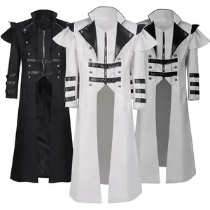 Costume de cosplay d'<span class=keywords><strong>assassin</strong></span> médiéval steampunk pour homme, costume de moine victorien, gothique, long manteau noir vintage, pardessus de pirate, tailles S-3XL - Product Image 1