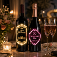 Autocollant lumineux LED pour bouteille de vin, design personnalisé, amélioration visuelle du marketing des vins, OEM Longstargift