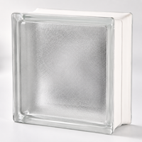 Bloc de verre texturé effet écorce d'orange 190*190*80mm, brique décorative creuse pour cloison d'hôtel, mur rideau et façade, marque KST