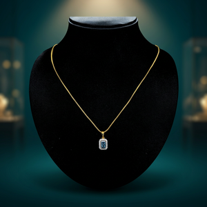 9K Yellow Gold Plated Diamond Pendant Necklace Radiant Cut Bezel Setting Link <b>Chain</b> Women's Everyday Wear Jewelry - Product Image 4
