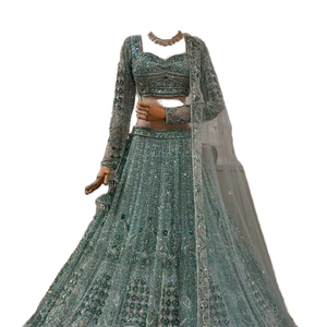 Lehenga Choli Verde Mar para Novia, con Bordado Intenso, Tela Suave de Secado Rápido para Invierno/Verano, Diseño de Alta Costura para Bodas y Fiestas, Ropa de Recepción para Mujer - Product Image 1